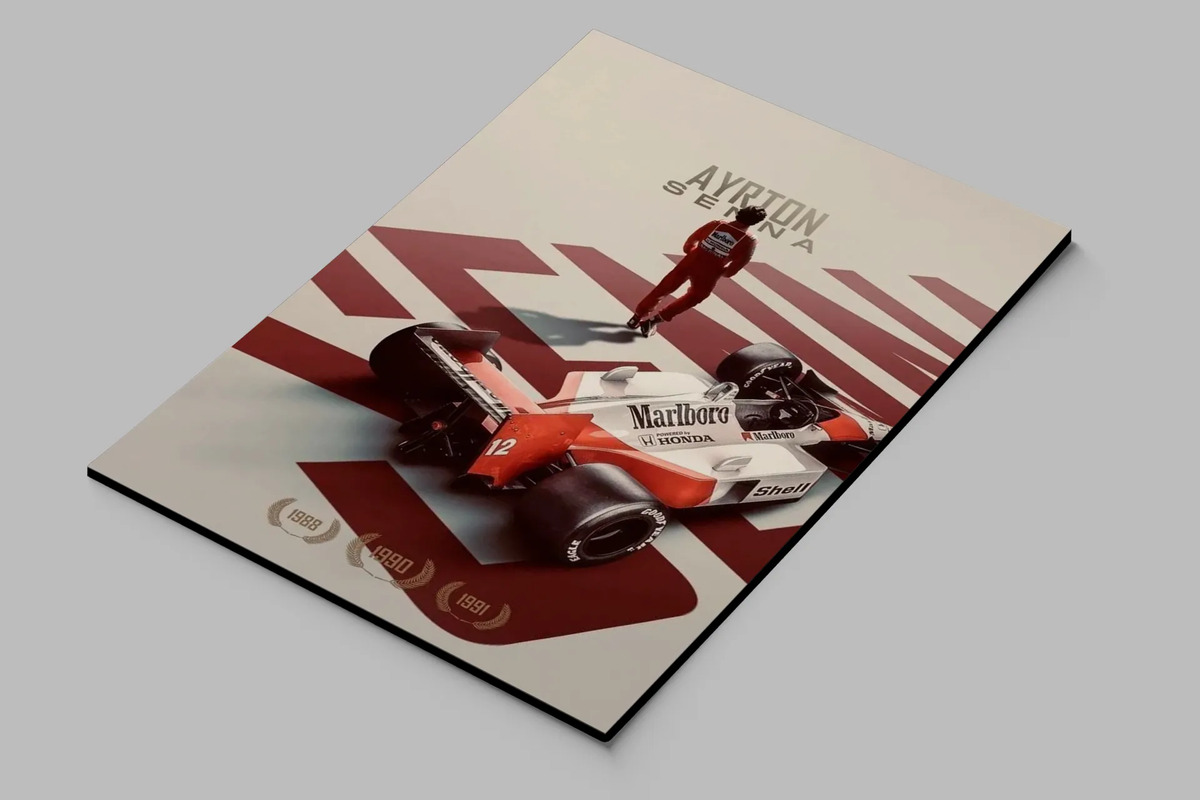 Cuadro Ayrton Senna 786 50x70 Mdf Memoestampados - Imagen 3