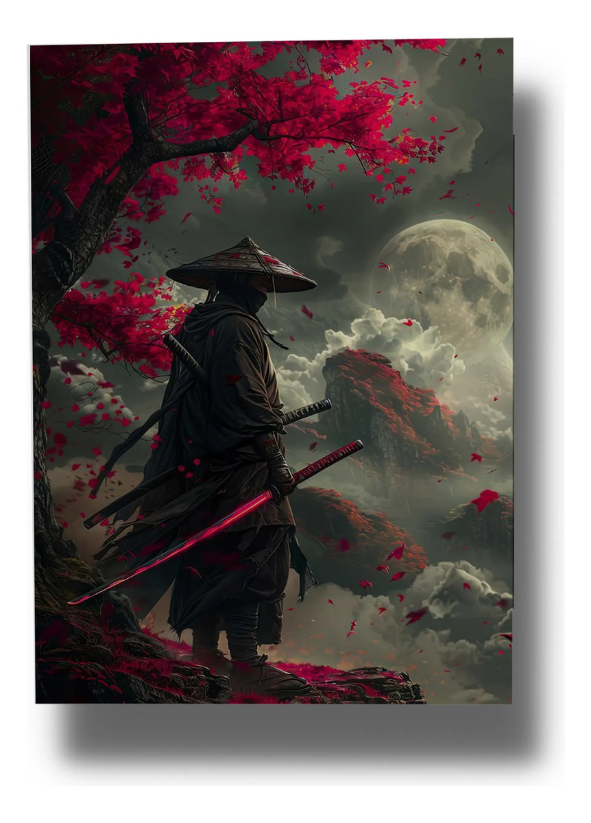 Cuadro Samurái Solitario Árbol 672 70x100 Mdf Memoestampados