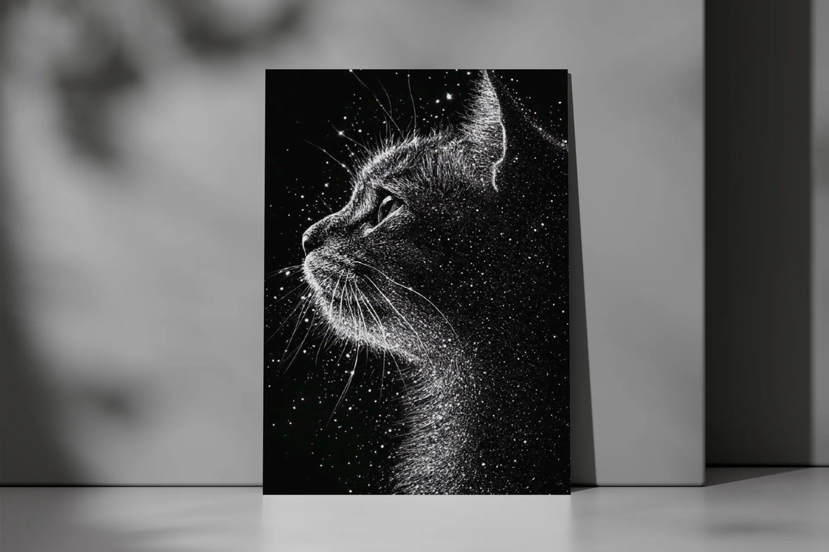 Cuadro 669 Gato 40x53 Mdf Memoestampados - Imagen 2