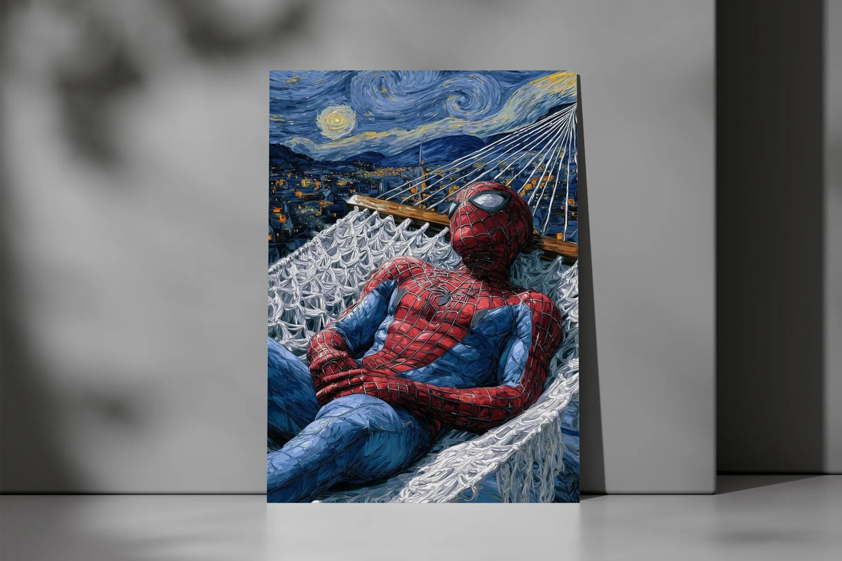 Cuadro Spiderman Noche Estrellada 736 40x30mdf Memoestampado - Imagen 3