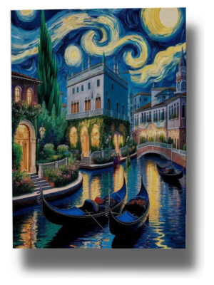 Cuadro Venecia Noche Estrellada 805 30x40 Mdf Memoestampados
