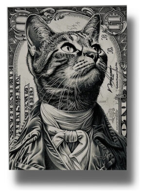 Cuadro Gato Dolar 747 70x100 Mdf Memoestampados