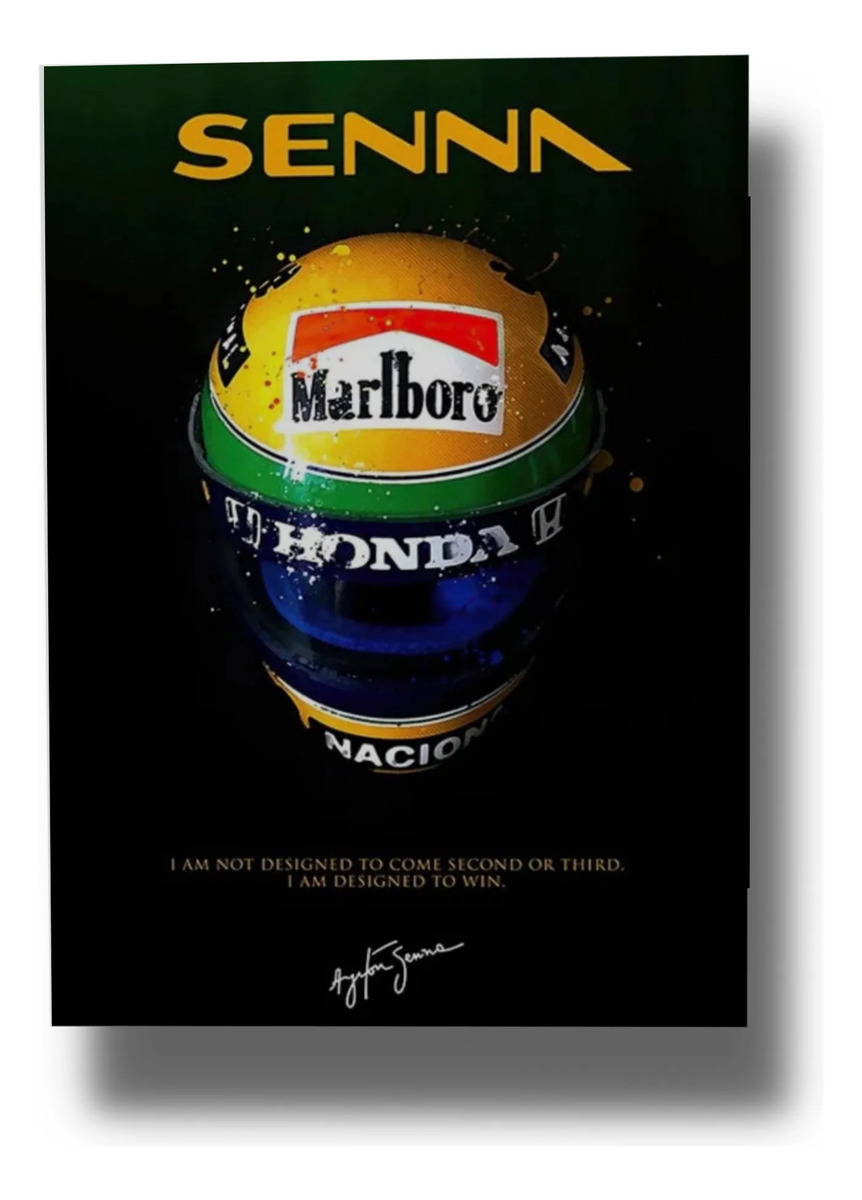 Cuadro Ayrton Senna Casco 737 50x70mdf Memoestampado