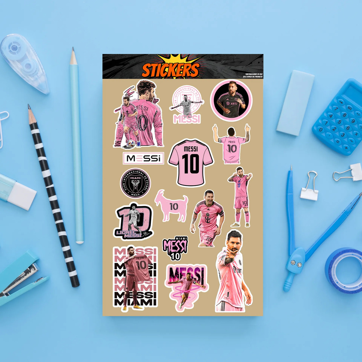 Pack Pegotines Stickers Messi Inter Miami Memoestampados