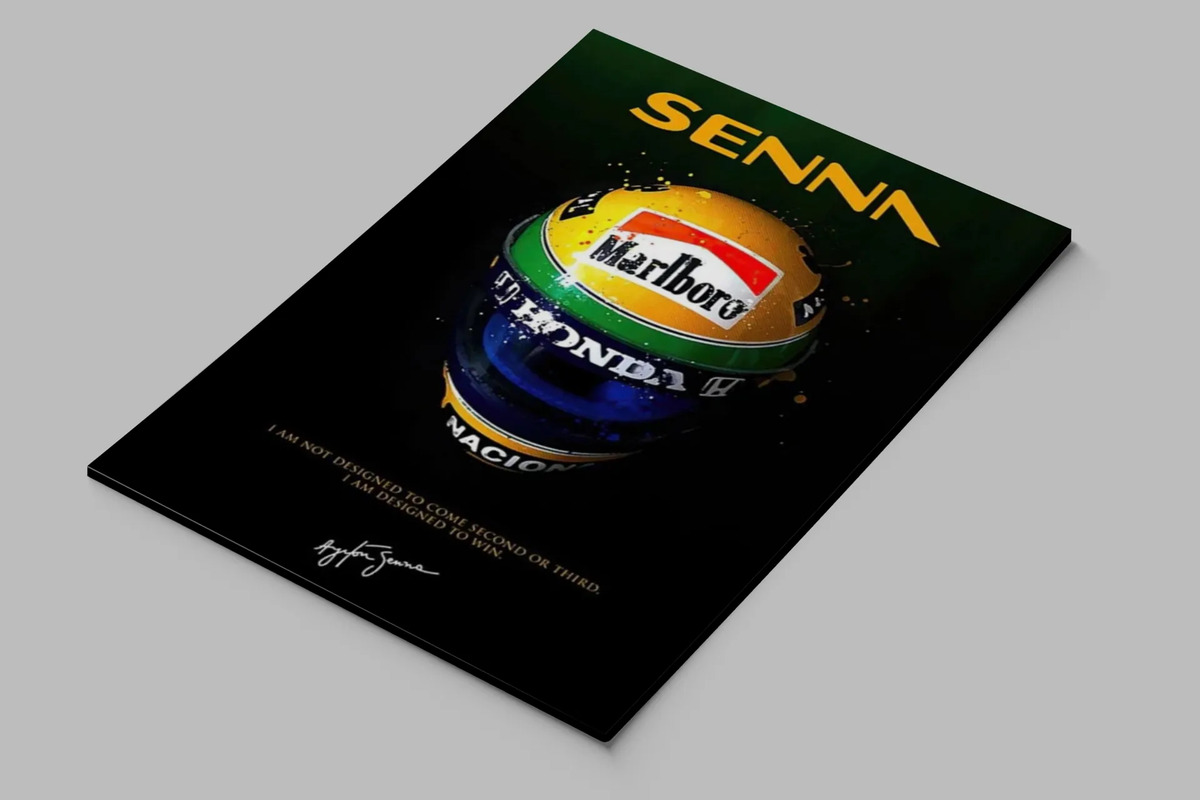 Cuadro Ayrton Senna Casco 737 50x70mdf Memoestampado - Imagen 3