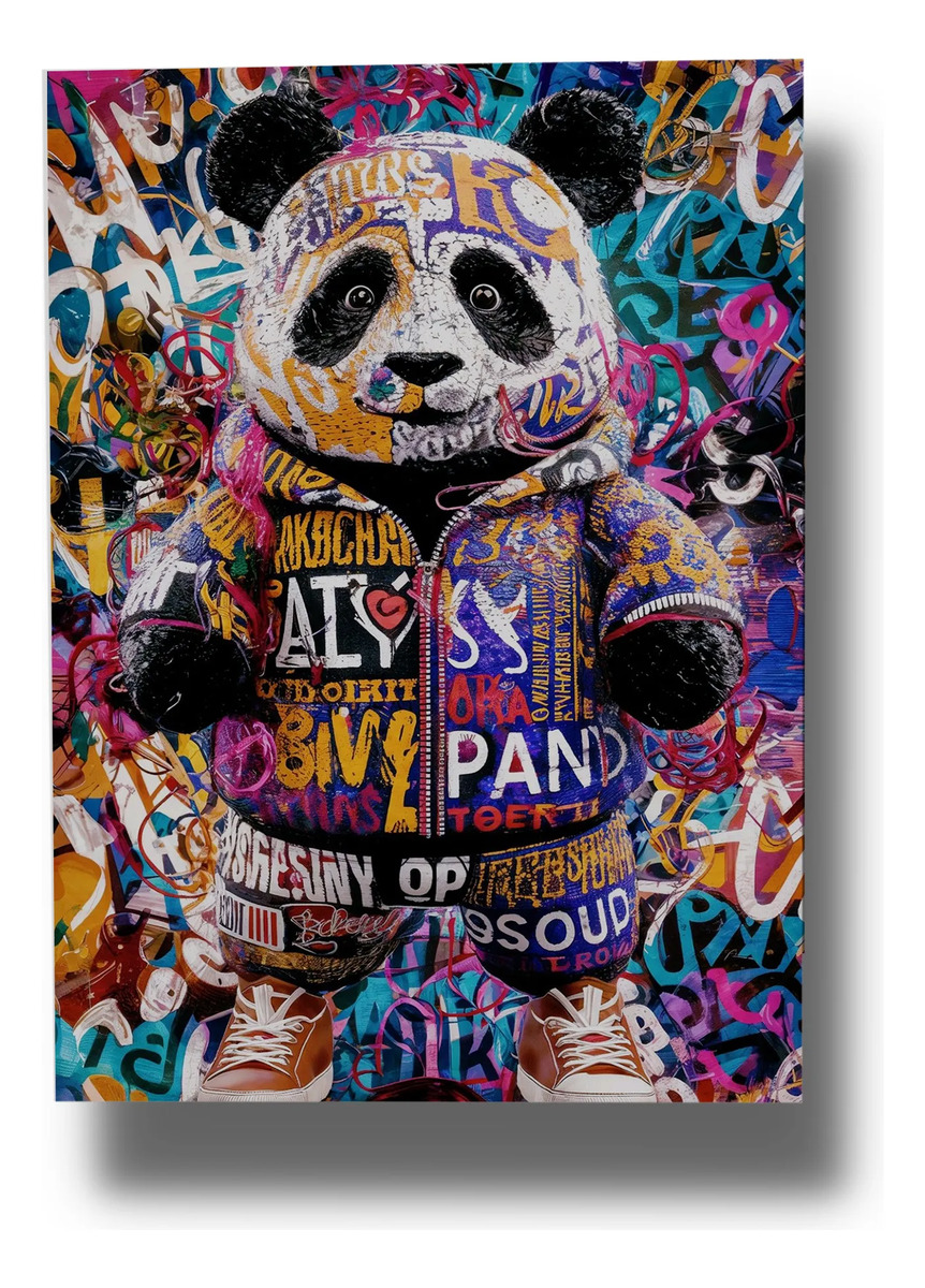 Cuadro Panda Grafitti 754 50x70 Mdf Memoestampados