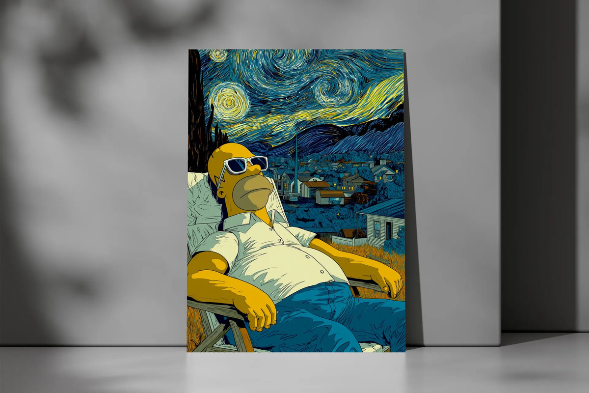 Cuadro Homero Noche Estrellada 735 50x70 Mdf Memoestampados - Imagen 3