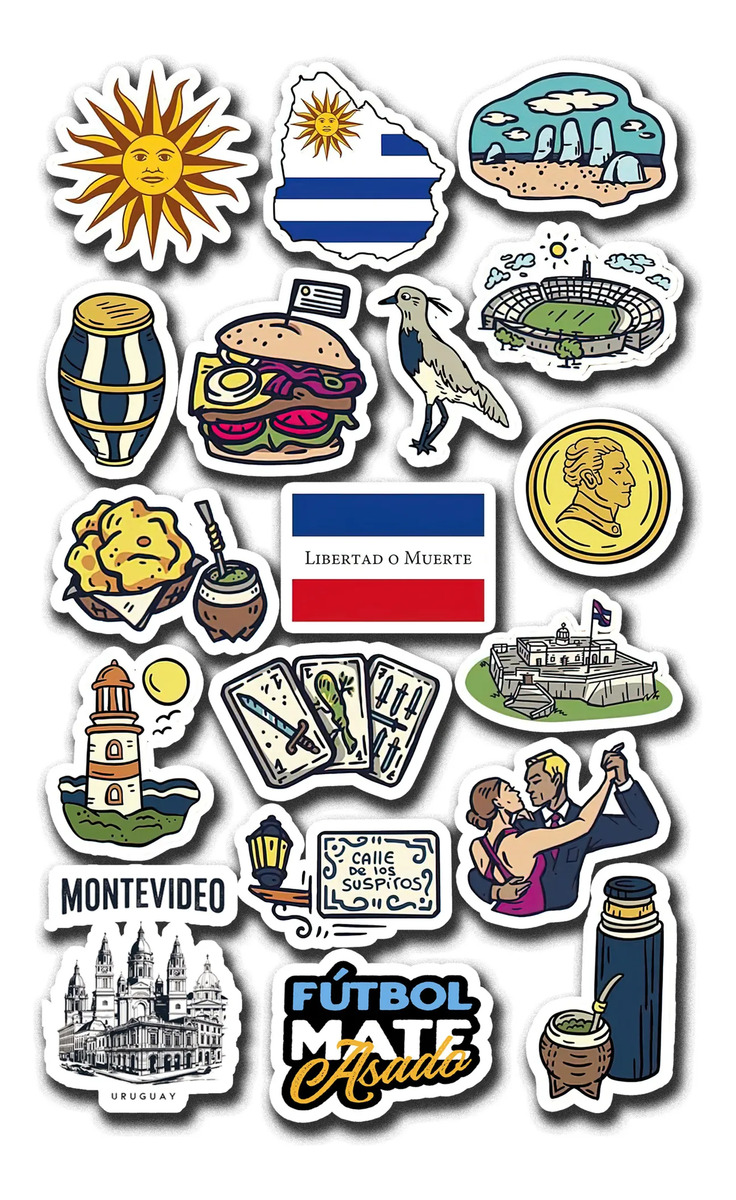 Pack Pegotines Stickers Uruguay Memoestampados