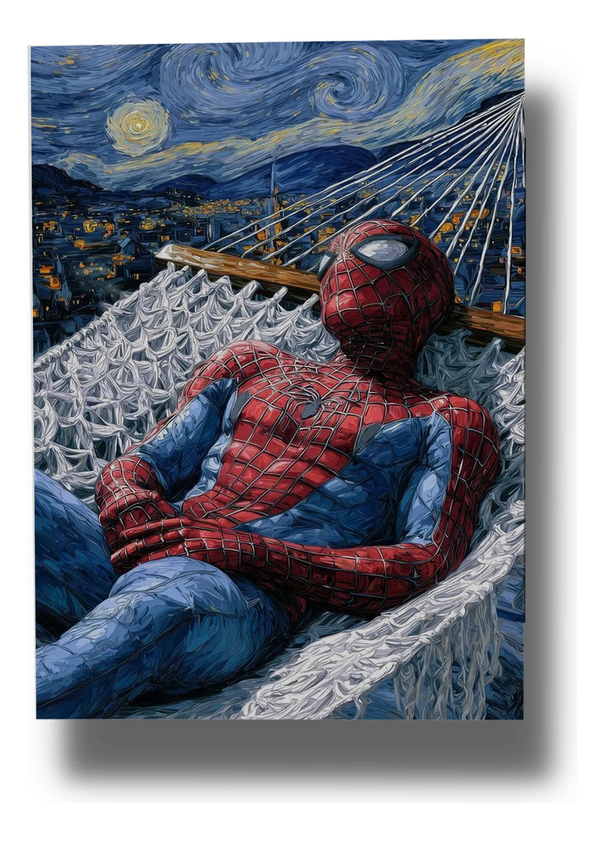 Cuadro Spiderman Noche Estrellada 736 40x30mdf Memoestampado