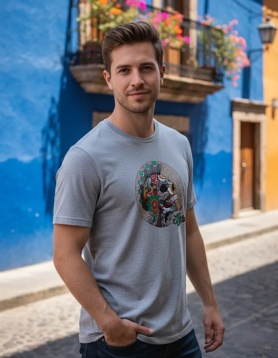 Remera: Craneo Arte Azteca Memoestampados