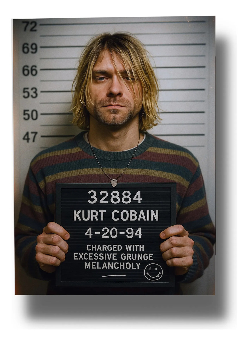 Cuadro Kurt Cobain 702 50x70 Mdf Memoestampados