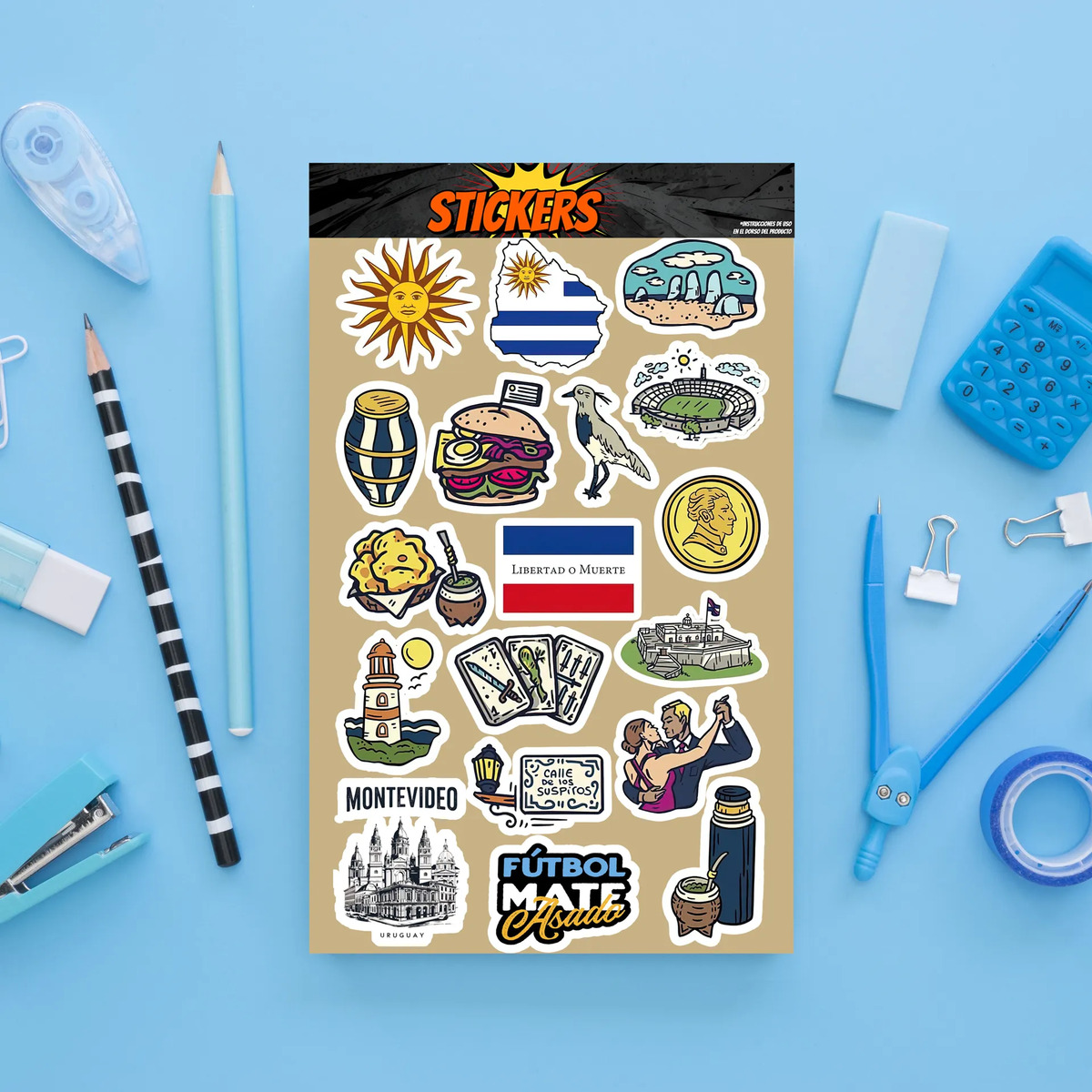 Pack Pegotines Stickers Uruguay Memoestampados - Imagen 2