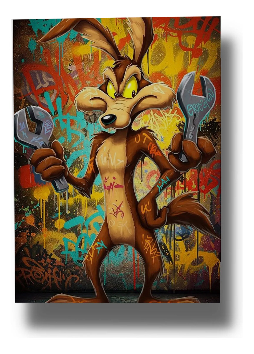 Cuadro Coyote Dibujo 763 50x70 Mdf Memoestampados