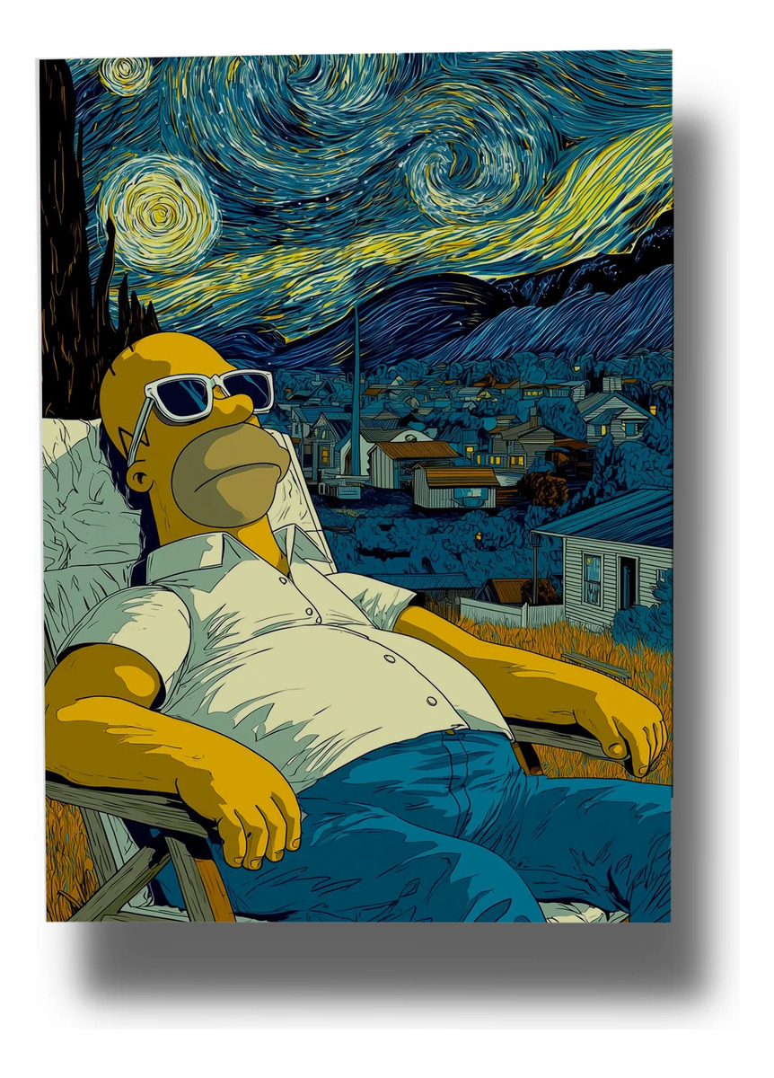Cuadro Homero Noche Estrellada 735 50x70 Mdf Memoestampados
