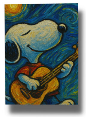 Cuadro Snoopy Noche Estrellada 694 50x70 Mdf Memoestampados