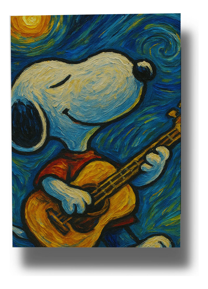 Cuadro Snoopy Noche Estrellada 694 50x70 Mdf Memoestampados