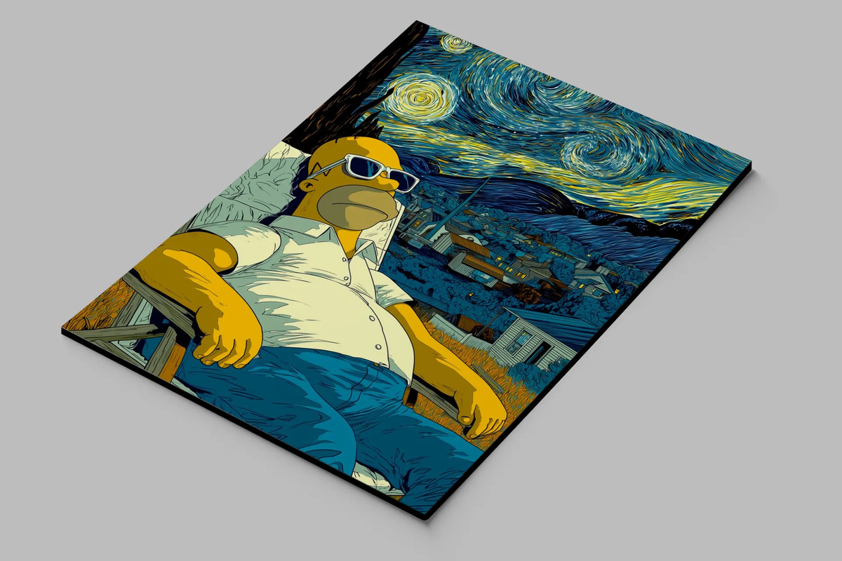 Cuadro Homero Noche Estrellada 735 50x70 Mdf Memoestampados - Imagen 2