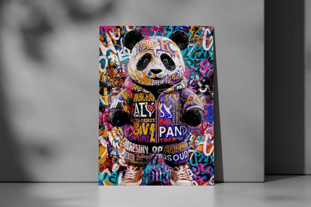 Cuadro Panda Grafitti 754 50x70 Mdf Memoestampados - Imagen 3