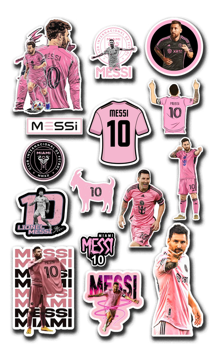 Pack Pegotines Stickers Messi Inter Miami Memoestampados - Imagen 2