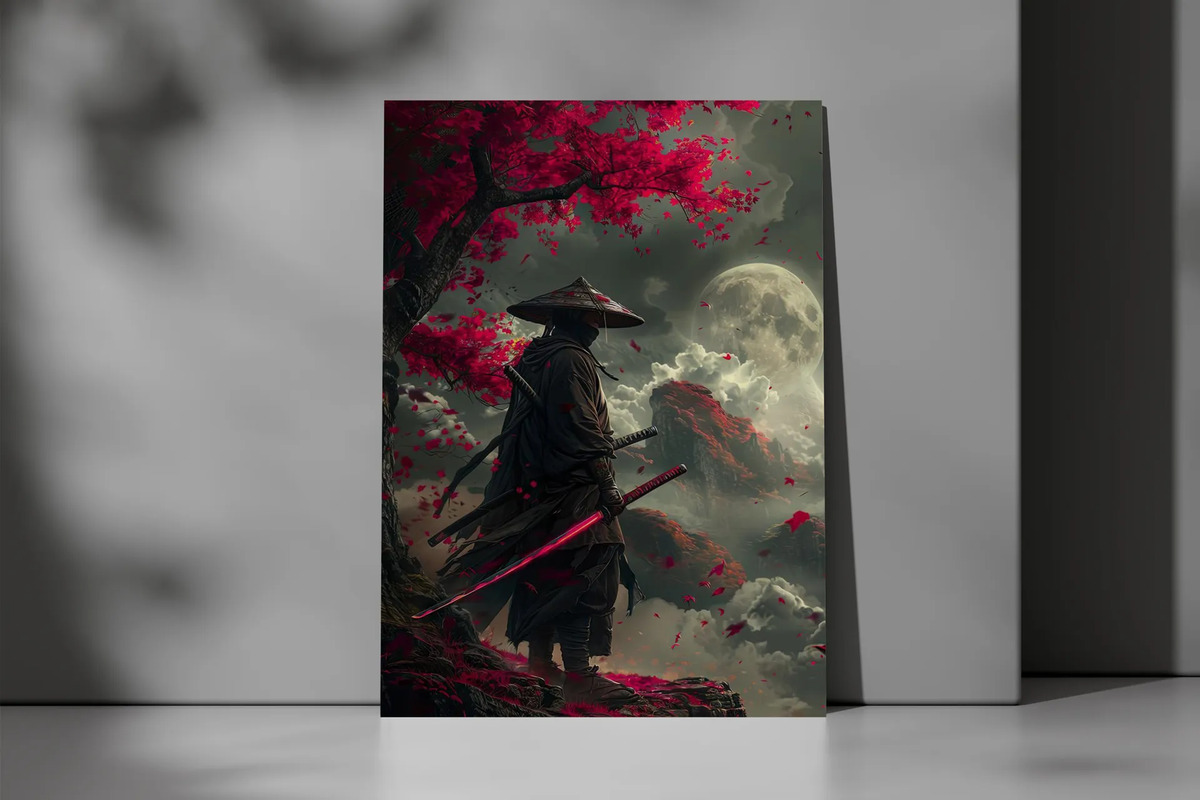 Cuadro Samurái Solitario Árbol 672 70x100 Mdf Memoestampados - Imagen 3