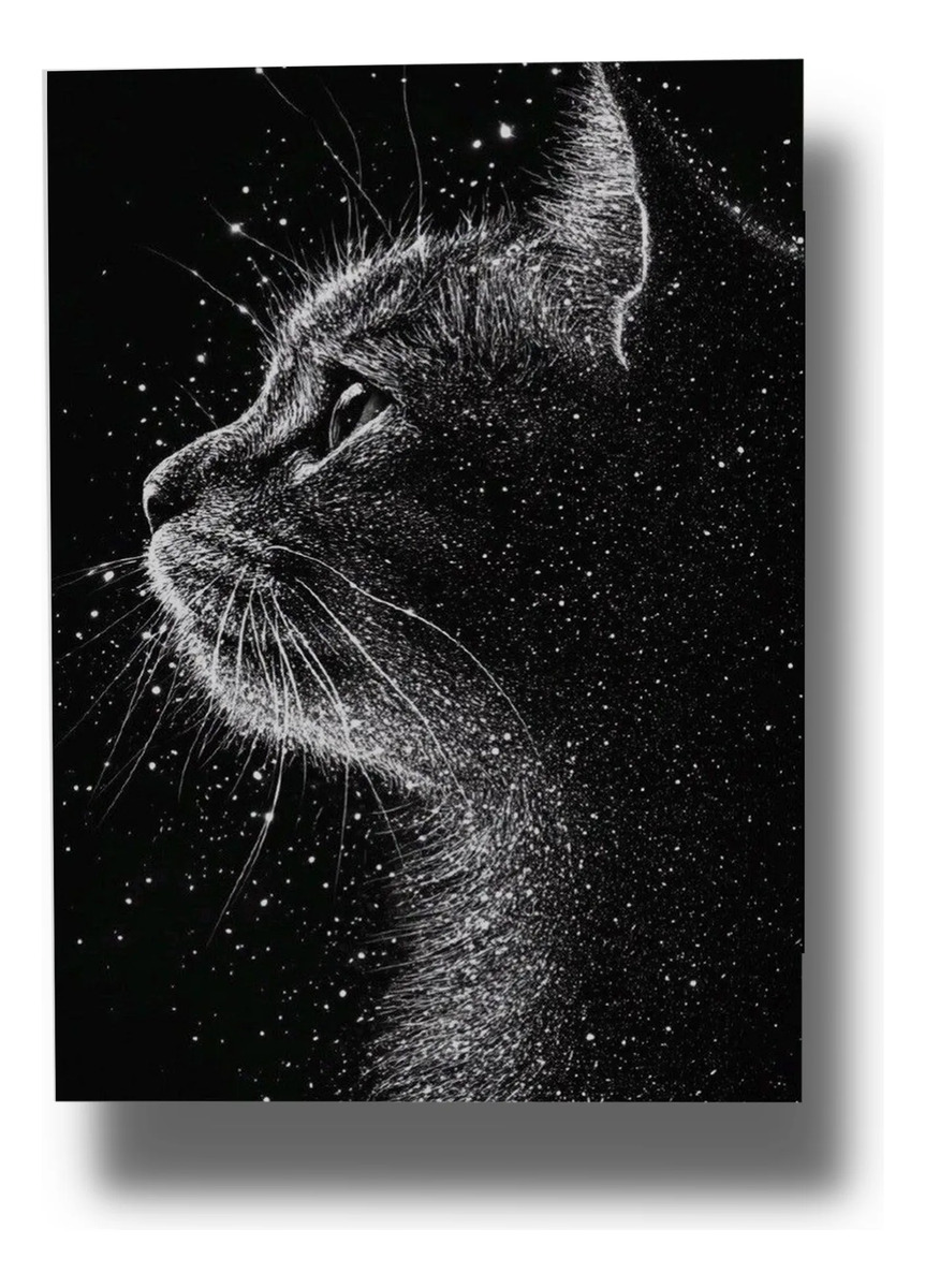 Cuadro 669 Gato 50x70 Mdf Memoestampados
