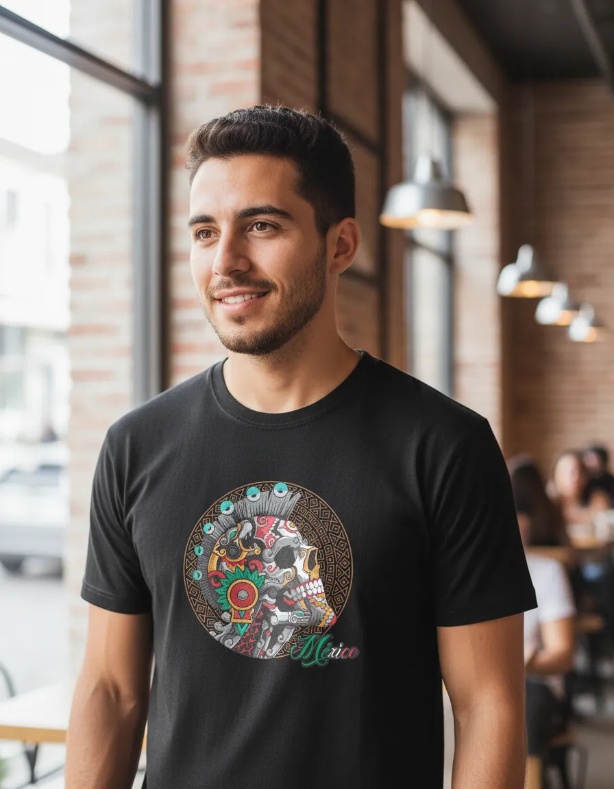 Remera: Craneo Arte Azteca Memoestampados - Imagen 3