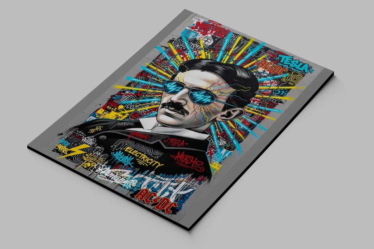 Cuadro Nikola Tesla Graffiti 739 40x30mdf Memoestampado - Imagen 2