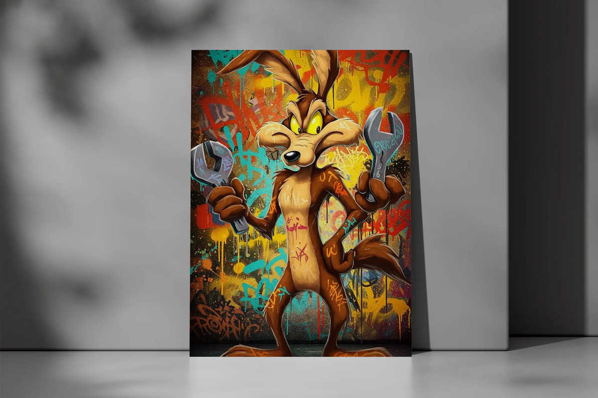 Cuadro Coyote Dibujo 763 50x70 Mdf Memoestampados - Imagen 3