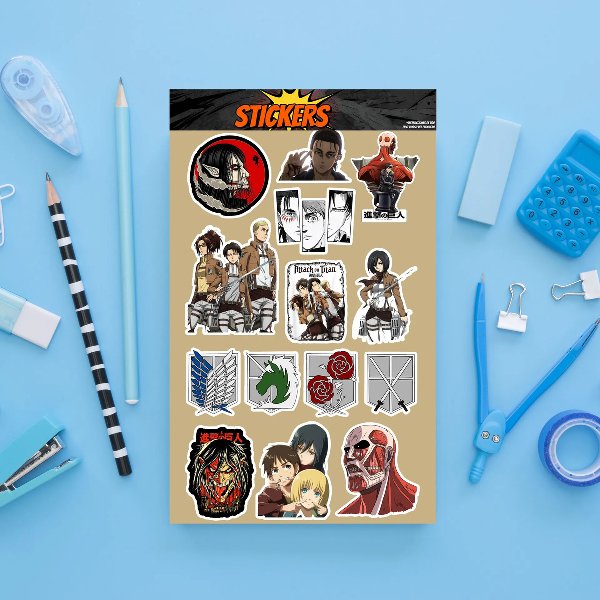 Pack Pegotines Stickers Ataque De Titanes Memoestampados - Imagen 2