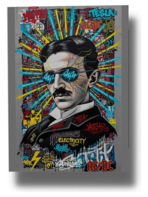 Cuadro Nikola Tesla Graffiti 739 40x30mdf Memoestampado