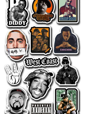 Pack Pegotines Stickers Rap West Coast Memoestampados
