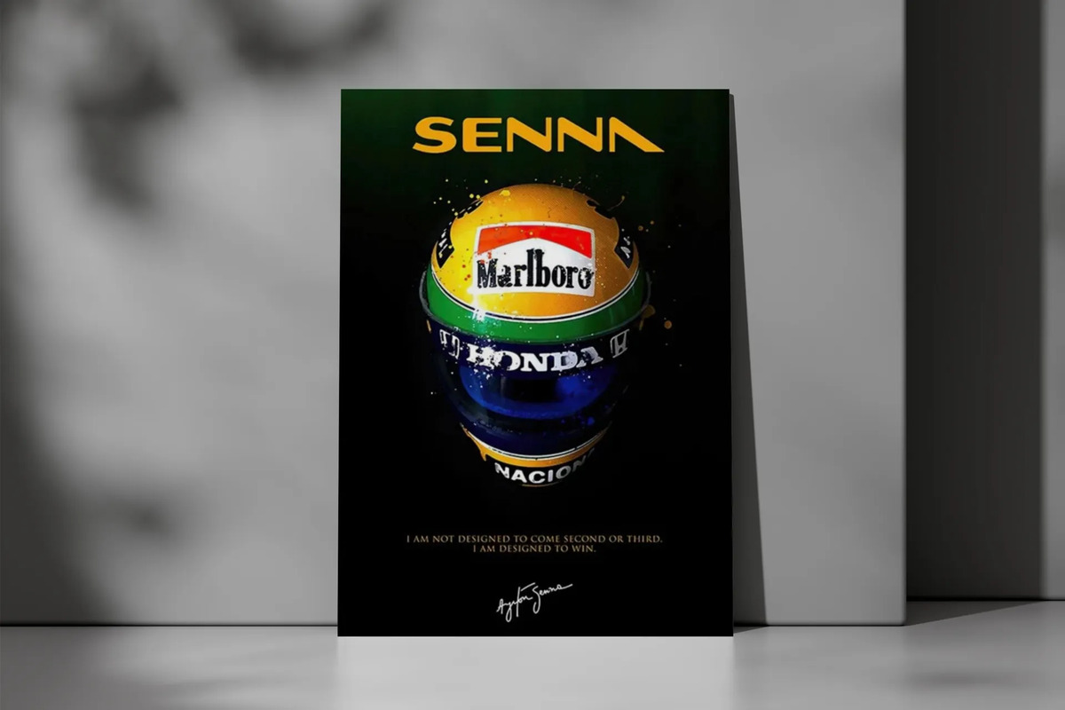 Cuadro Ayrton Senna Casco 737 50x70mdf Memoestampado - Imagen 2