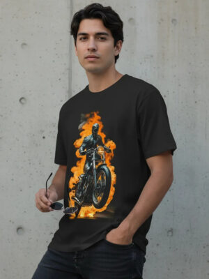 Remera: Moto En Llamas Memoestampados