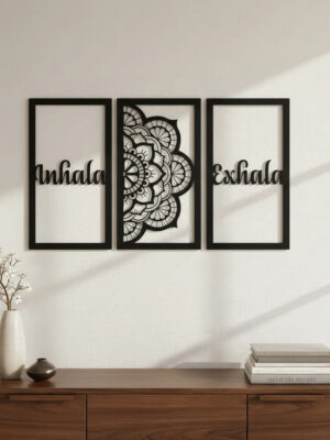 Cuadro Madera Calada 3mm Mandala Triptico 80cmx46cm