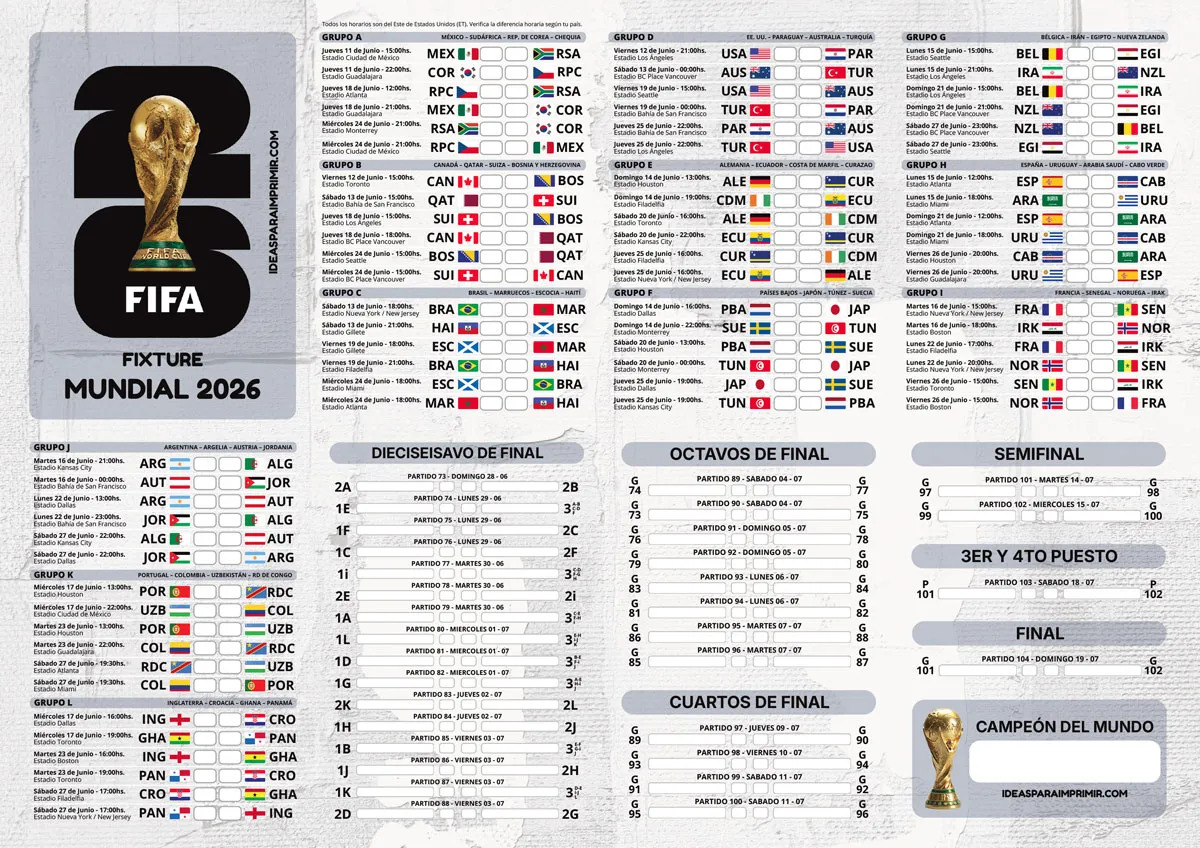 Fixture 70x50 Mundial 2026 - Imagen 2
