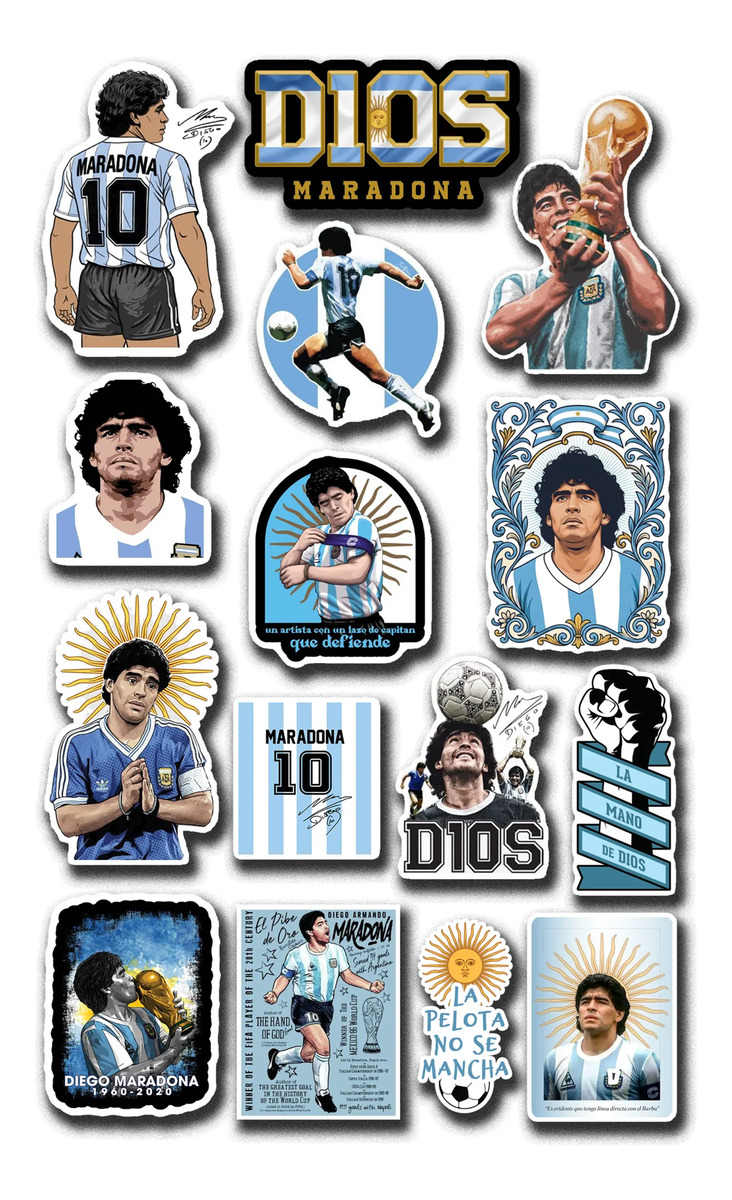 Pack Pegotines Stickers Maradona Memoestampados - Imagen 2