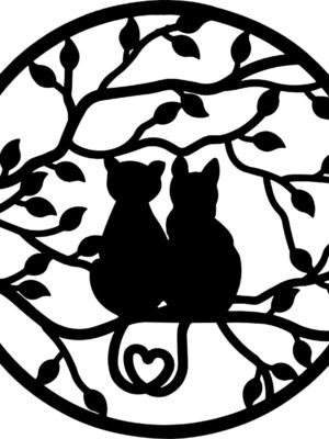 Cuadro Gatos Enamorados 40cm Calado Memoestampados