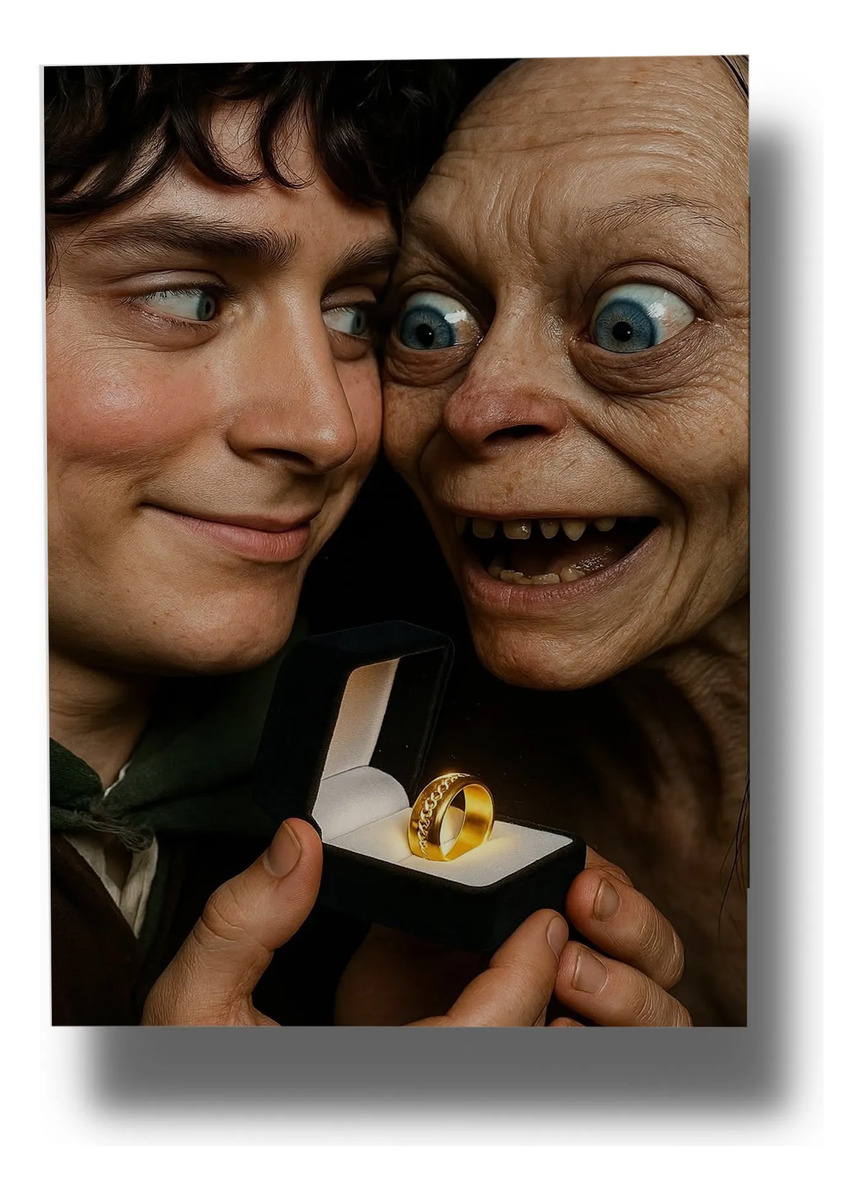 Cuadro Hobbit Y Frodo Anillo 863 70x100 Memoestampados - Imagen 3