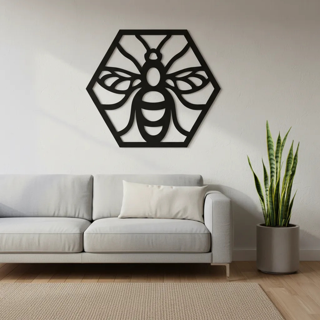 Cuadro Calado Abeja Hexagono Memoestampados - Imagen 2