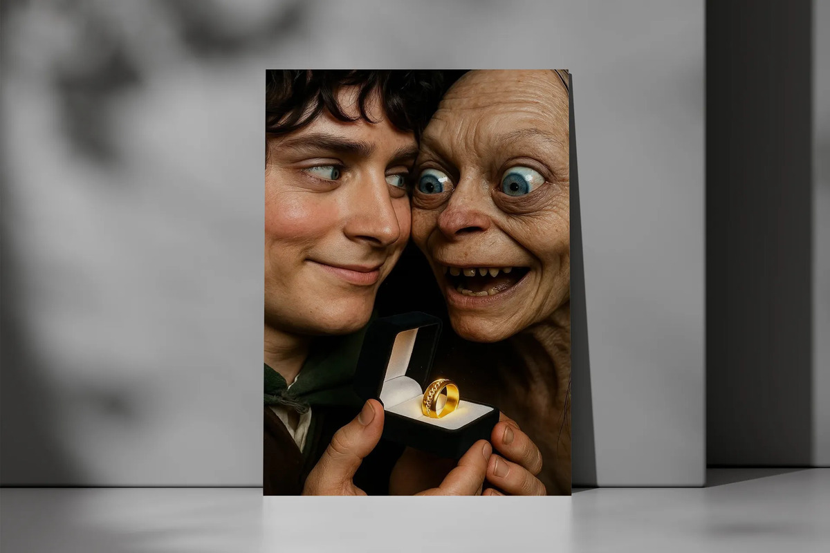Cuadro Hobbit Y Frodo Anillo 863 70x100 Memoestampados - Imagen 2