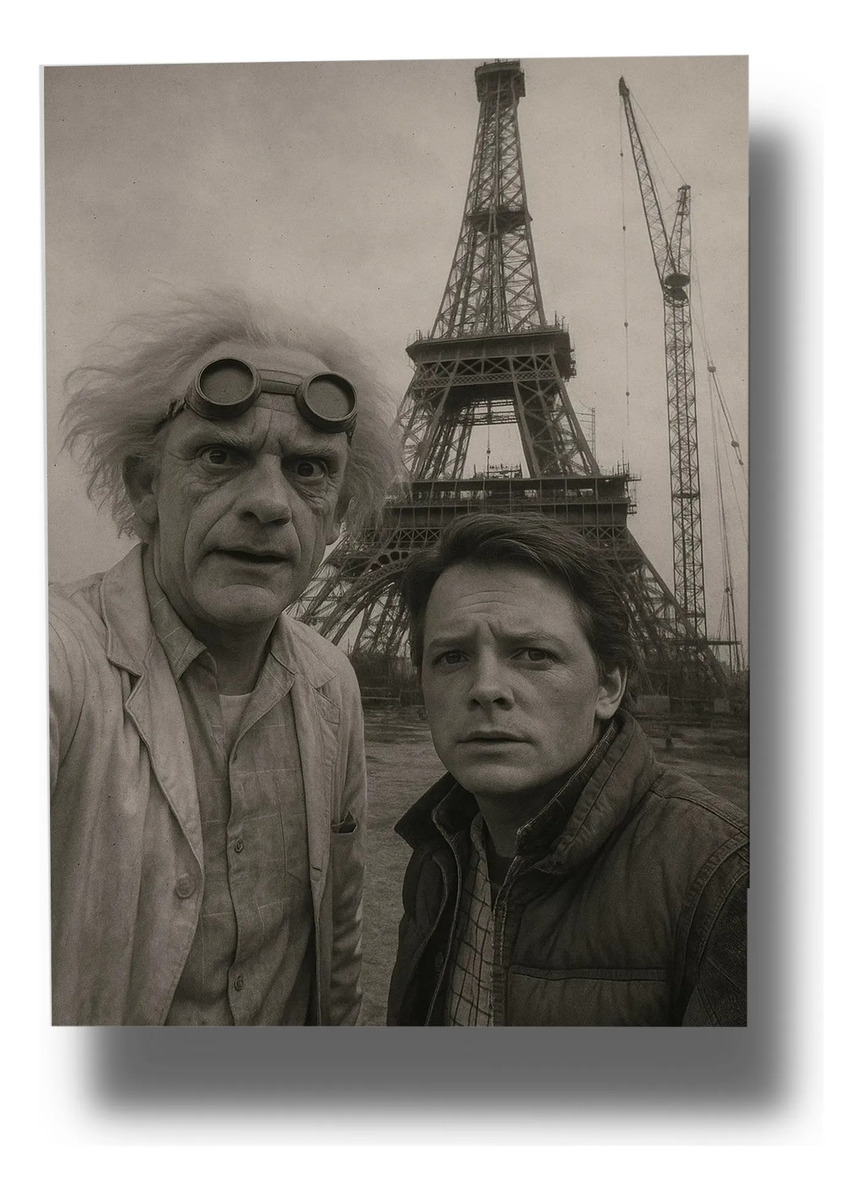 Cuadro Doc Y Marty Torre Eiffel 862 40x53 Mdf Memoestampados - Imagen 2