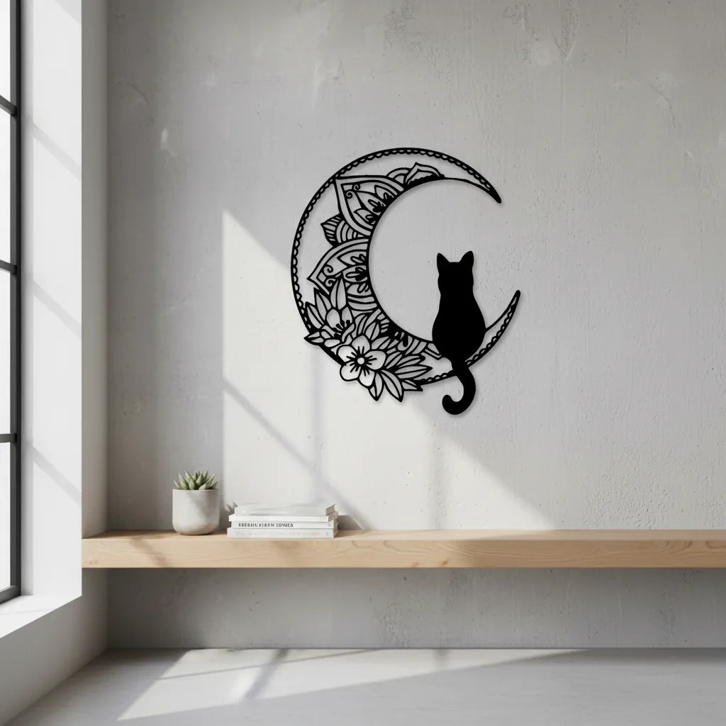 Cuadro Gato Mandala Calado Memoestampados