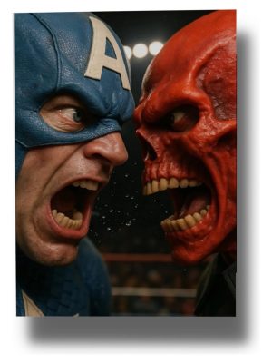 Cuadro Capitan America Y Craneo Rojo40x30 Mdf Memoestampados