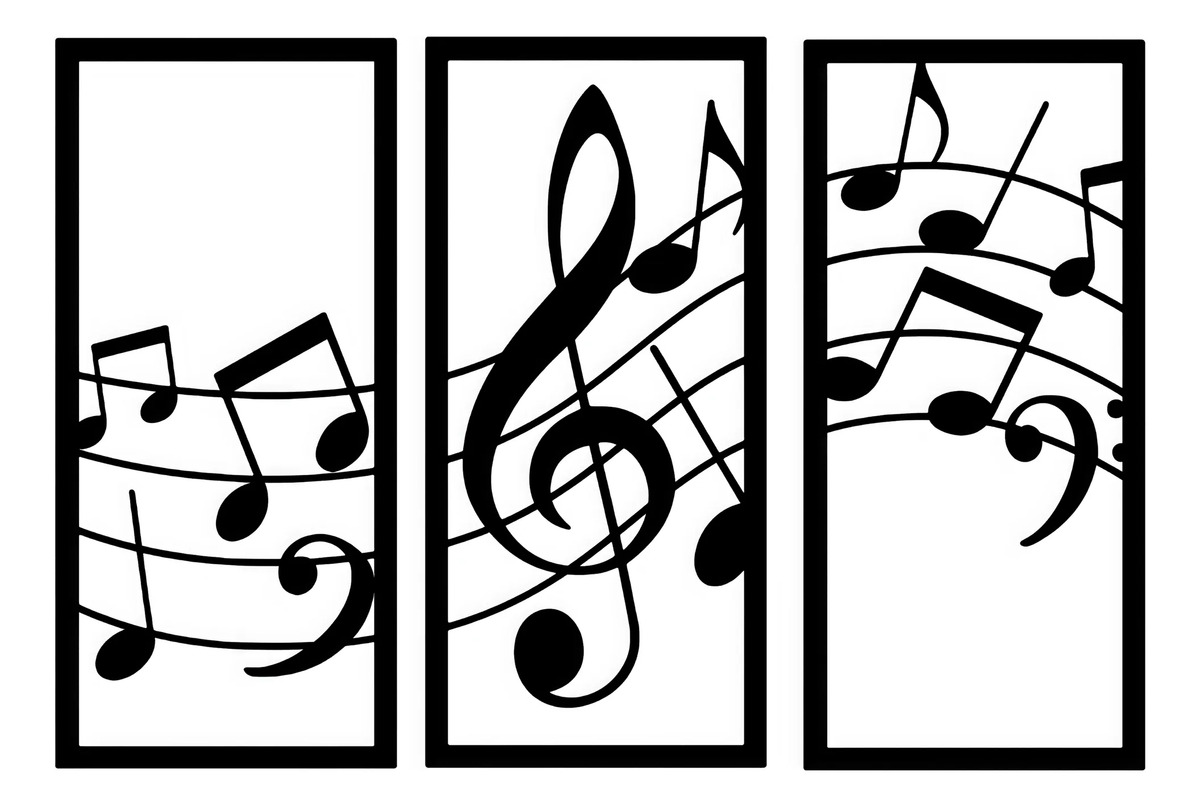 Cuadro Madera Calada Notas Musicales Memo Estampados
