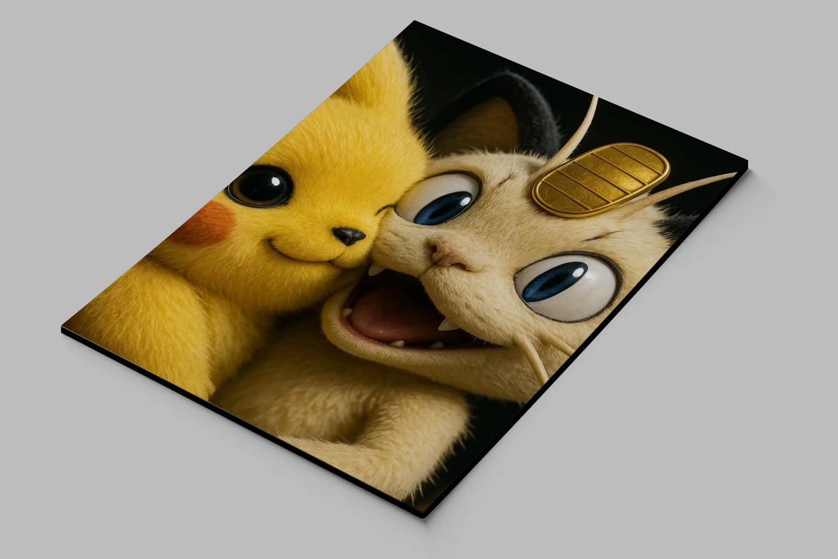 Cuadro Meowth Y Pikachu 869 40x30 Mdf Memoestampados - Imagen 2