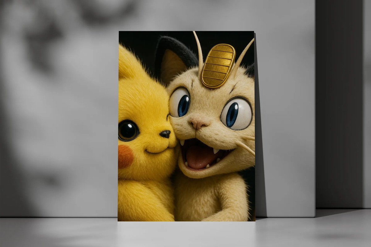 Cuadro Meowth Y Pikachu 869 Mdf50x70 Memoestampados - Imagen 3