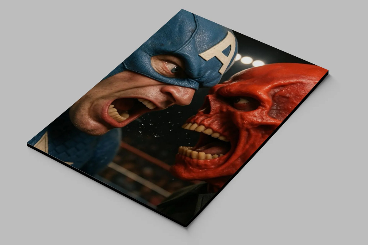 Cuadro Capitan America Craneo Rojo Mdf50x70 Memoestampados - Imagen 2