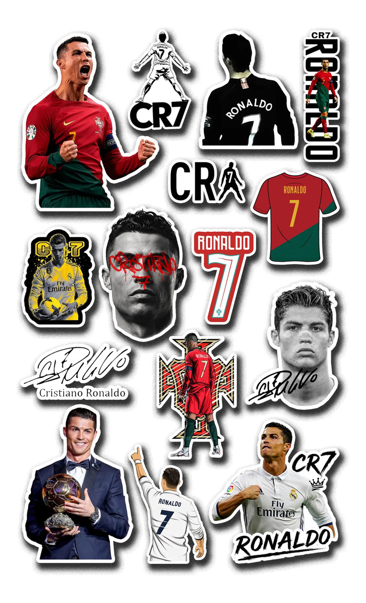 Pack Pegotines Stickers Cristiano Ronaldo Memoestampados