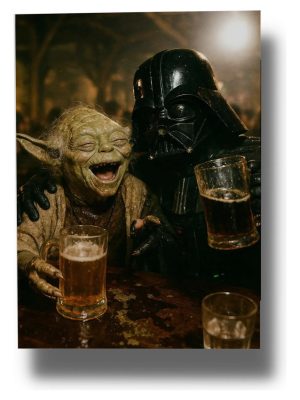 Cuadro Decorativo Yoda Y Darth Vader 50x70 Memoestampados