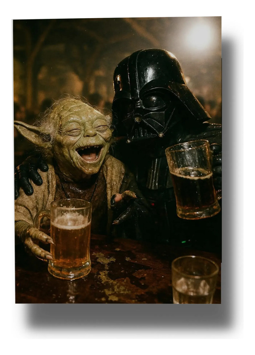 Cuadro Decorativo Yoda Y Darth Vader 50x70 Memoestampados